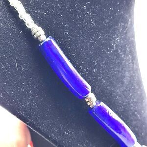 Stunning Chunky Cobalt Blue Glass Necklace 20.5in